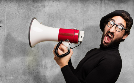  young french artist with a megaphone